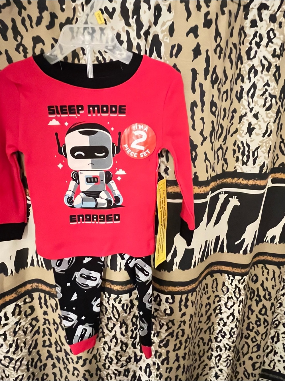 Kidgets Red & Black Robot 'Sleep Mode' Pajama Set